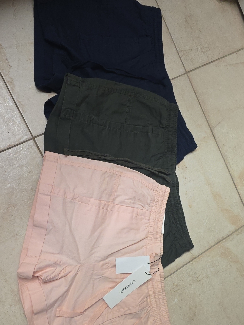 Calvin Klein navy, olive, and blush women’s shorts (3-pack)